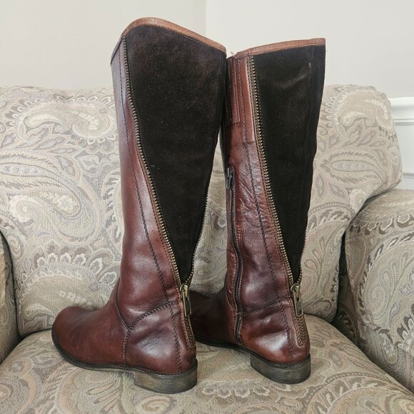 Womens Brown Distressed Leather &Zip-Lined Suede Silpa-Sole Riding Knee Boots 8M - Picture 4 of 14